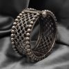 Traditional Antique Silver Bangle | Oxidised Indian Style Free Size Cuff Bracelet