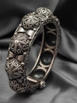 Traditional Oxidised Bracelet - Navratri Special Free Size Bangle Kada with intricate designs.