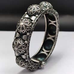 Traditional Oxidised Bracelet - Navratri Special Free Size Bangle Kada with intricate designs.