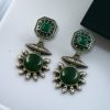 Silver replica earrings with Monalisa stone and pearl work