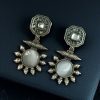 Silver replica earrings with Monalisa stone and pearl work