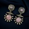 Silver replica earrings with Monalisa stone and pearl work