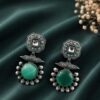 Silver replica earrings with Monalisa stone and pearl work