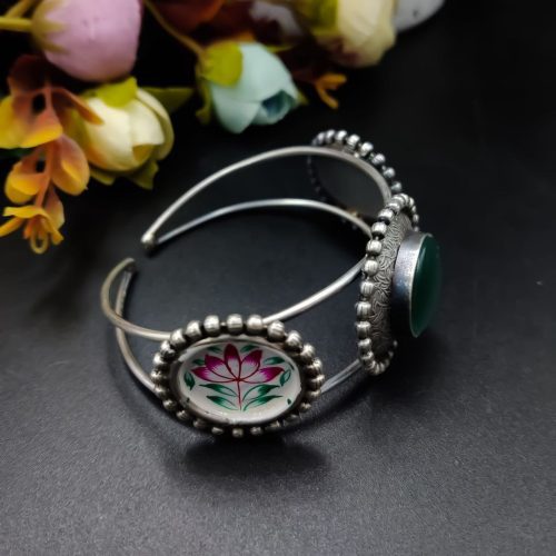 Replica Polish Hand Painted Cuff Bangle With Monalisa Stone - Image 16
