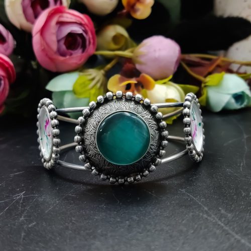 Replica Polish Hand Painted Cuff Bangle With Monalisa Stone - Image 15