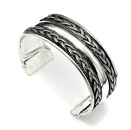 Oxidised Silver Plated Design Free Size Cuff Bracelet for Girls