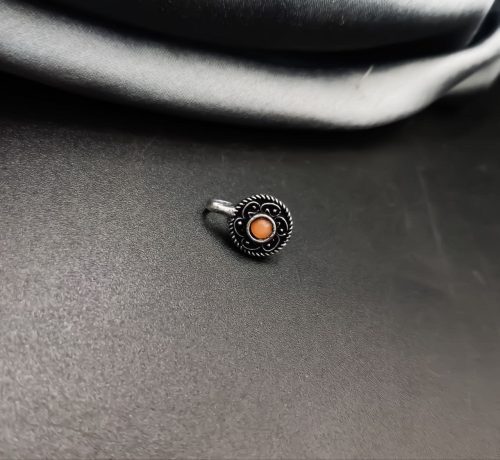 Premium Quality Oxidised Stone Press Nosepin For Girls - Image 2