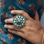 Antique Silver Replica Round Shape Stone Work Adjustable Rings For Girls