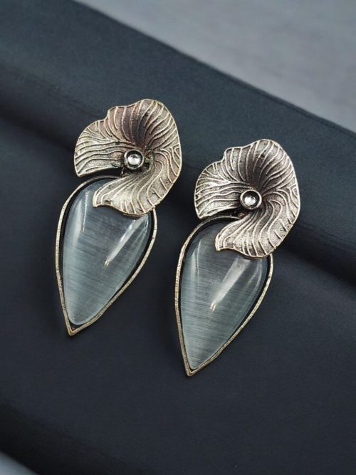 Premium Designer Leaf Silver Look Like Replica Earrings