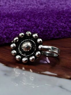 Attractive Flower Style Oxidized Press Nosepin For Girls