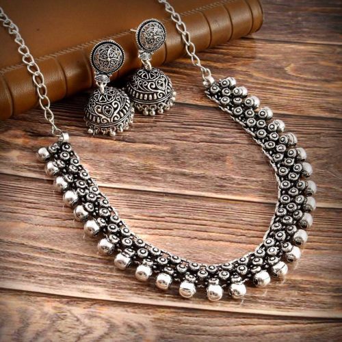 Premium Quality Designer Oxidized Stone Choker Set with a Touch of Elegant