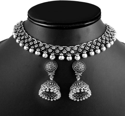 Premium Quality Designer Oxidized Stone Choker Set with a Touch of Elegant