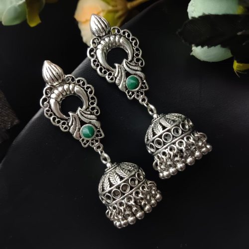 Light Weight Dangler Jhumka Earrings in German Silver For Girls