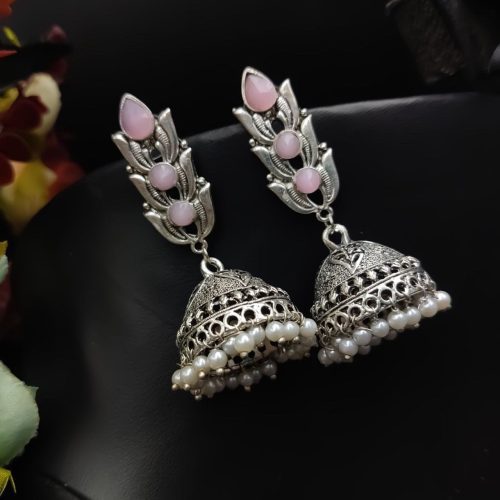 Premium Quality Dangler Jhumki Earrings in German Silver For Girls - Image 2