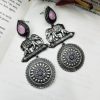 High Quality Designer Elephant Style Silver Look Like Replica Monalisa Stone Stud Dangler Earrings