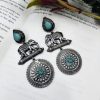 High Quality Designer Elephant Style Silver Look Like Replica Monalisa Stone Stud Dangler Earrings