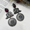 High Quality Designer Elephant Style Silver Look Like Replica Monalisa Stone Stud Dangler Earrings