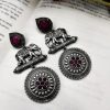 High Quality Designer Elephant Style Silver Look Like Replica Monalisa Stone Stud Dangler Earrings