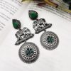 High Quality Designer Elephant Style Silver Look Like Replica Monalisa Stone Stud Dangler Earrings