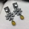 Antique Peacock Design Silver Replica Monalisa Stone Stud Earrings For Girls