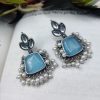 Light Weighted Silver Replica Monalisa Stone Dangler Earrings For Girls