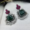 Light Weighted Silver Replica Monalisa Stone Dangler Earrings For Girls