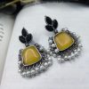 Light Weighted Silver Replica Monalisa Stone Dangler Earrings For Girls