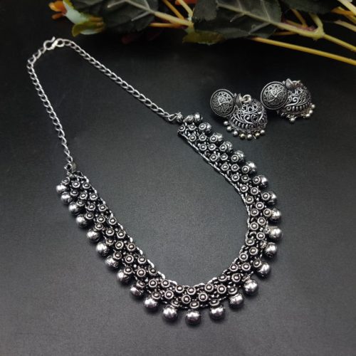 Premium Quality Designer Oxidized Stone Choker Set with a Touch of Elegant