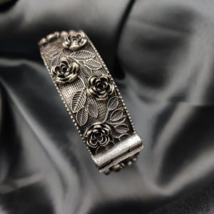Designer Silver Look Like Kada Rose Bangle For Girls - Traditional Look Kada