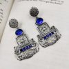Designer Oxidised Replica Silver Polish Stud Peacock Earrings For Girls