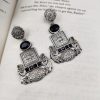 Designer Oxidised Replica Silver Polish Stud Peacock Earrings For Girls