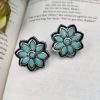 Designer Oxidised Stone Work Stud Earrings For Girls - Casual Wear Stud Earrings