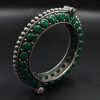 Designer Iconic Look Silver Replica Stone Work Oxidised Free Size Bangle Kada For Girls