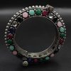 Designer Iconic Look Silver Replica Stone Work Oxidised Free Size Bangle Kada For Girls