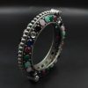 Designer Iconic Look Silver Replica Stone Work Oxidised Free Size Bangle Kada For Girls