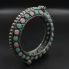 Designer Iconic Look Silver Replica Stone Work Oxidised Free Size Bangle Kada For Girls