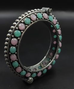 Designer Iconic Look Silver Replica Stone Work Oxidised Free Size Bangle Kada For Girls