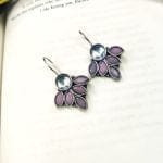 Oxidised Hook Earrings - Silver Replica Stone Work Earrings ( Daily Wear Earrings ) - "Baby Pink"