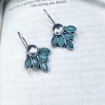 Oxidised Hook Earrings - Silver Replica Stone Work Earrings ( Daily Wear Earrings )