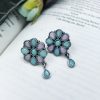 Daily Wear Earrings - Designer Round Shape Oxidised Stone Work Stud Earrings For Girls