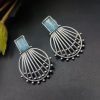 Jaipuri Design Silver Replica Monalisa Stone Stud Earrings For Girls