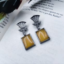 Traditional-Silver-Replica-Monalisa-Stone-Dangler-Earrings