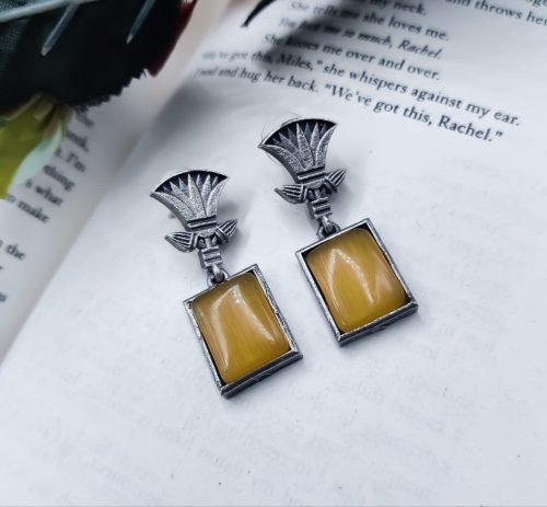 Traditional-Silver-Replica-Monalisa-Stone-Dangler-Earrings