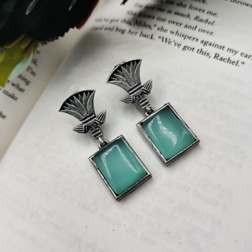 Traditional-Silver-Replica-Monalisa-Stone-Dangler-Earrings