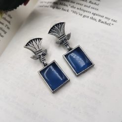Traditional-Silver-Replica-Monalisa-Stone-Dangler-Earrings