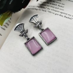 Traditional-Silver-Replica-Monalisa-Stone-Dangler-Earrings