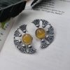 Silver Replica Monalisa Stone Earrings - Timeless elegance captured in sterling silver with captivating Monalisa Stones.