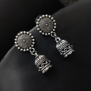 Silver-Oxidized-German-Silver-Casual-Wear-Jhumka-Earrings