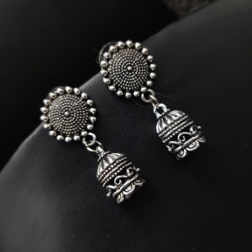 Silver-Oxidized-German-Silver-Casual-Wear-Jhumka-Earrings