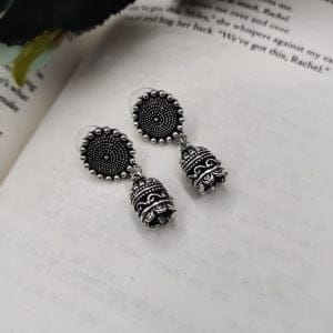Beige - Humera German Silver Jute Jhumki Earrings main image 0